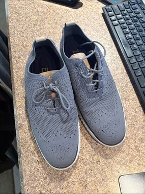 Cole Haan Men's Grey Knit Lace-Up Oxfords